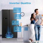 Midea KS-DDX 6.32 WT Side-by-Side Kühl-/Gefrierkombination/ 178,8 cm Hhe/ 254 kWh/Jahr/No Frost/Dual Inverter Compressor/mit 3in1 Wasser-/Eisspender und Wassertank, Dark Inox