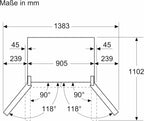 SIEMENS KF96NVPEA iQ300 Multi-Door-Kühlschrank, 183 x 91 cm, 405 L Kühlen & 200 L Gefrieren, hyperFresh längere Frische, noFrost nie wieder abtauen, superCooling schnellere Kühlung