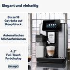 De'Longhi PrimaDonna Soul Perfetto ECAM 612.55.SB Kaffeevollautomat mit LatteCrema Milchsystem und Bean Adapt Technologie, 18 Rezepte, mit Farbdisplay- App-Steuerung, Silber/Schwarz