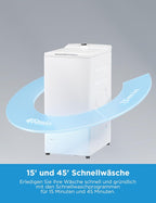 Midea Toplader Waschmaschine MF10ET70B / 7KG / A / 1200 U/min/BLDC Inverter Mortor/Dampffunktion/SoftOpener/XL Türöffnung/Kurz 15'&45' / Mehrere Temperaturoptionen/AquaStop, Weiß