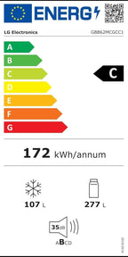 LG GBV22NCCEP Kühl-/Gefrierkombination – Smart Inverter Compressor, Total No Frost, Modern Flat Door Design, Matt Schwarz Metallic, Energieeffizienz A