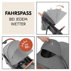Hauck Uptown Kinderwagen Melange Rose – Kinderwagen für jedes Gelände, extra großer Sitz, flache Liegeposition, Gummiräder, Federung, kompakt und einfach zusammenklappbar, mit Regenschutz