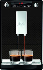 Melitta Solo - Kaffeevollautomat mit höhenverstellbarem Auslauf, kleine Kaffeemaschine mit abnehmbarem Wassertank, für z. B. Espresso oder Café Crème, silber