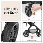 Hauck Uptown Kinderwagen Melange Rose – Kinderwagen für jedes Gelände, extra großer Sitz, flache Liegeposition, Gummiräder, Federung, kompakt und einfach zusammenklappbar, mit Regenschutz