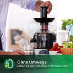 Philips Entsafter – 1100W, 2L, HomeID-Rezepte-App, XXL-Einfüllffnung, QuickClean (HR1921/20), 25 x 43.2 x 29.6 cm, Edelstahl