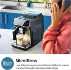 Philips 2300 Serie Vollautomatische Espressomaschine - 4 Getränke, modernes Farb-Touchscreen-Display, LatteGo-Milchsystem, SilentBrew, Keramikmahlwerk, AquaClean-Filter. Weißes Chrom (EP2333/40)