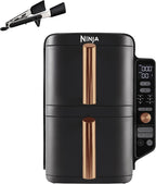 Ninja Heißluftfritteuse MAX PRO, 6,2 L, ölfrei, große Schublade, Rösten, Backen, Air Fry, Antihaftbeschichtet, Spülmaschinenfester Korb & Crisper Gittereinsatz, Silikonzange, Schwarz/Kupfer, AF180EUCP