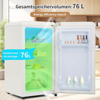Merax Kühlschrank mit Gefrierfach, Kühl-Gefrierkombination, klein Kühlschrank mit 51L und Gefrierschrank 21L, Leise, LED, Glasablagen, Gemüsefach, Türablagen, für Küche, Wohnzimmer, Büro, Schwarz