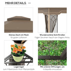 Outsunny Gartenpavillon 3,65 × 3 m mit Doppeldach & Moskitonetz – Braun/Beige