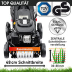 BRAST Benzin Rasenmäher mit Antrieb | 5,2kW(7PS) | Elektrostart | 48cm Schnittbreite | viele Modelle | TÜV | 4 Takt OHV Motor | 30-80mm Schnitthöhe | 60L Fangkorb | Stahlgehäuse | 19224 ESTART Speed