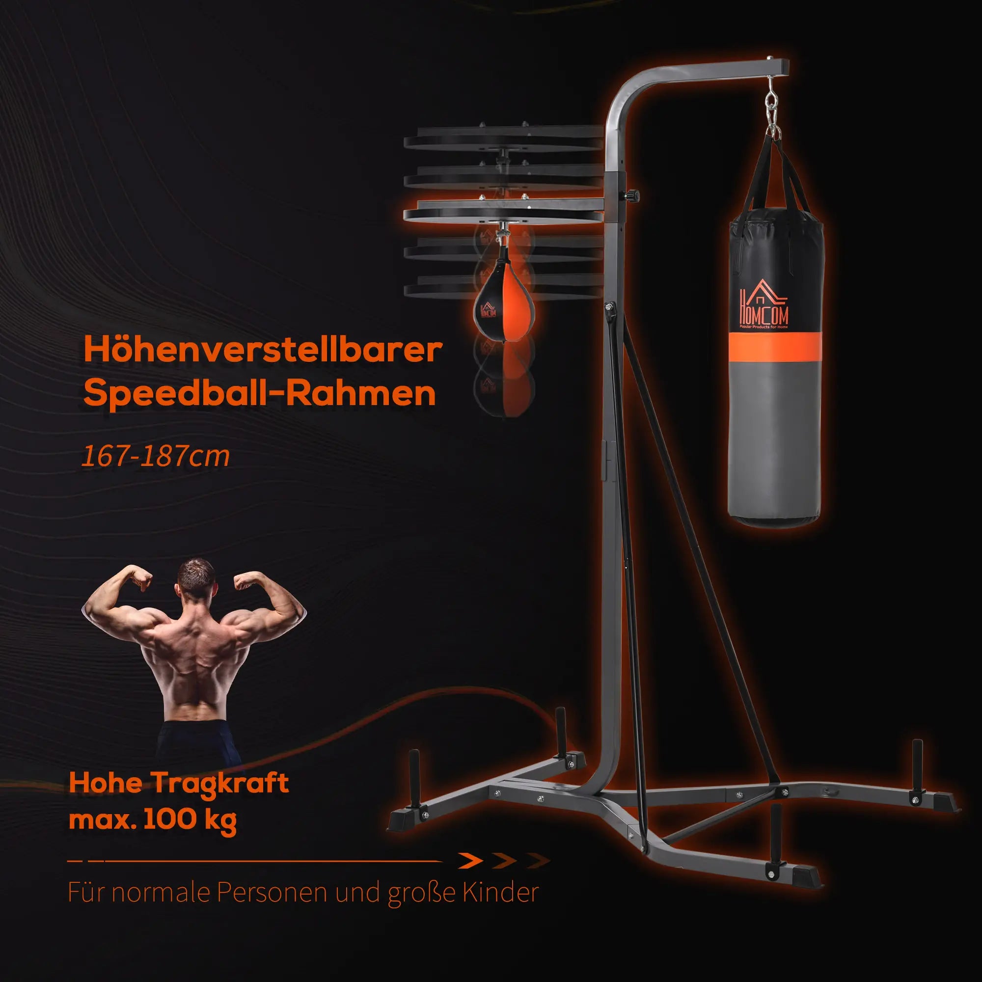 HOMCOM Boxsackständer 2-in-1 höhenverstellbar freistehend