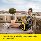 Krcher Hochdruckreiniger K Mini, leicht und kompakt, Druck: max. 110 bar, Durchfluss: 360 l/h, Flche: 20 m/h, Gewicht: 3,93 kg, Hochdruckpistole, Dreckfrser, Strahlrohr, Wasserfilter,Schwarz, Gelb