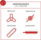 Scheppach Benzin Multigartengerät MT33P Multifunktionsgerät | 4in1 - Rasentrimmer Kettensäge Motorsense Heckenschere | 1,22PS Leistung | 2-Takt-Motor | inkl. Schultergurt und Hüftschutz