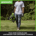 Greenworks 48V (2x24V) Selbstfahrender Akku Rasenmher für groe Flchen bis zu 480m, 46cm Schnittbreite, 55L Sack PLUS zwei 4Ah-Akkus und Doppelladegert GD24X2LM46SPK4X