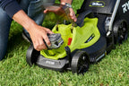 RYOBI 18 V ONE+ Akku-Rasenmäher RLM18X33B40 (Schnittbreite 33 cm, 5-fache Höhenverstellung 25-65 mm, zusammenklappbares Griffgestänge, inkl. Mulchkeil, 35l Grasfangsack, 4,0Ah Akku & Ladegerät)