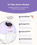 Nuliie Milchpumpe Elektrisch tragbare S32, Elektrische milchpumpe freihändig 4 Modi 9 Stufen mit 18/21/24 mm komfortabler Flansch, Privat, mit Ersatzzubehör im Lieferumfang (2Packs, Weiß)
