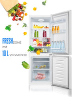 Heinrichs Fridge Freezer Combination 175 Litres, Cooling Volume 122 L, Freezer 53 L, LED Interior Lighting, Fridge Door Hinge, Changeable, Quiet 39 dB, Large Freezer Boxes, 7 Temperature Levels, inox