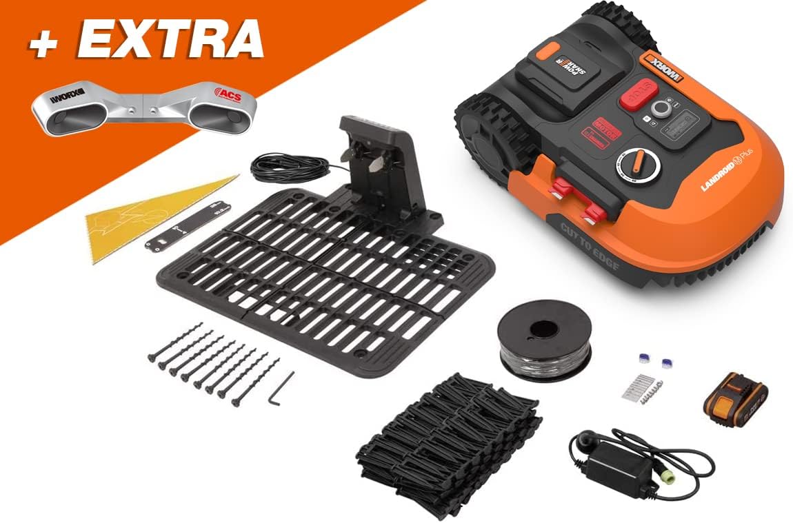 WORX Landroid M WR141E Mhroboter/Akkurasenmher für kleine Grten bis 500 qm/Selbstfahrender Rasenmher für einen sauberen Rasenschnitt, Bunt