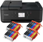 IC-Office TR7650 Farbtintenstrahl Multifunktionsdrucker 4-in-1 (Drucken, Kopieren, Scannen, Faxen, ADF, WLAN, AirPrint) schwarz + 10 XXL Tintenpatronen