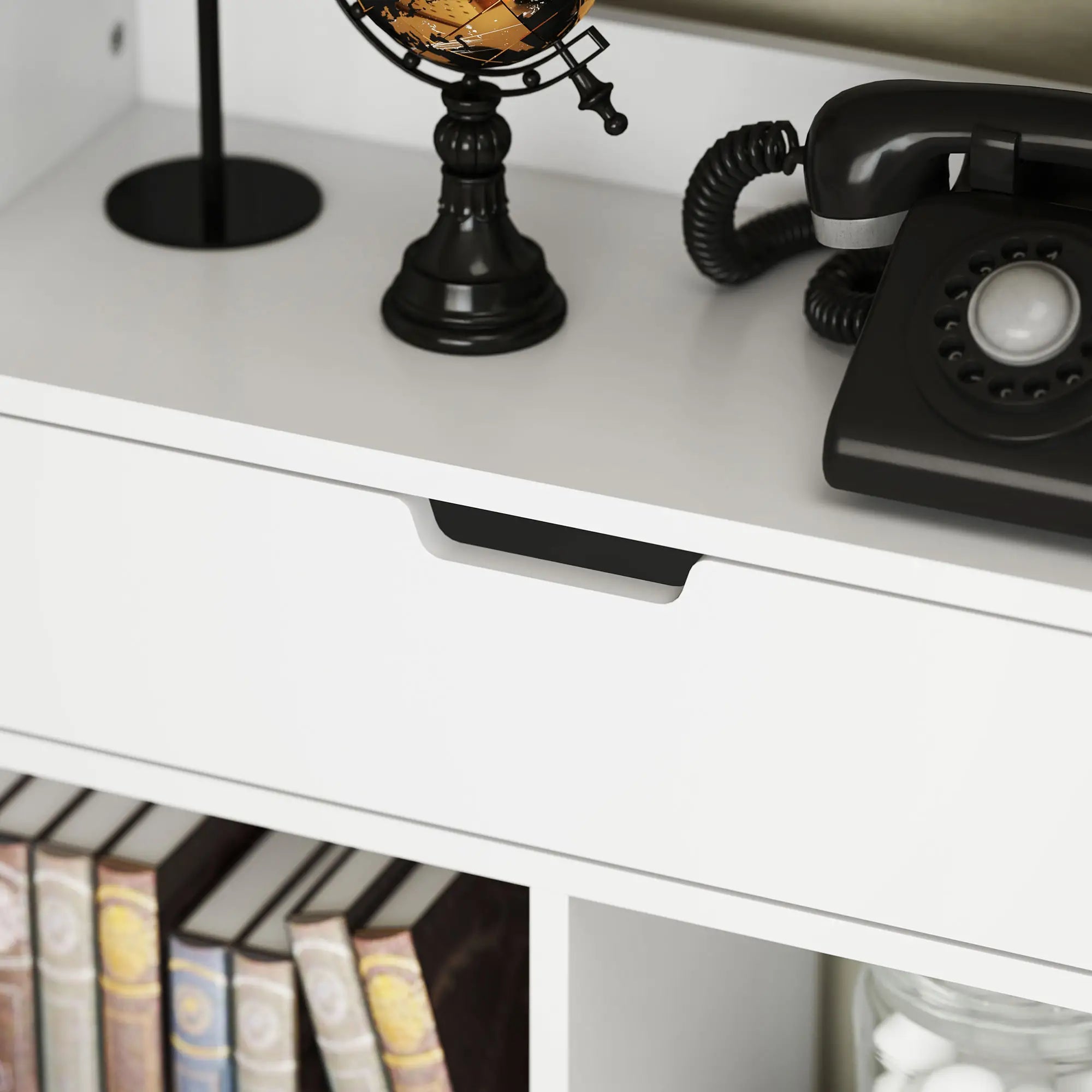 HOMCOM Bücherregal mit Schublade viel Stauraum Weiß
