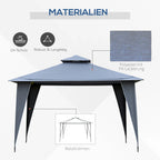 Outsunny Pavillon 3,45x3,45 m mit Doppeldach Grau