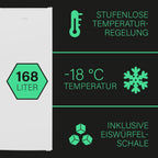 Bomann® Gefrierschrank | Tiefkühlschrank | Freezer | Nutzinhalt 168 Liter | wechselbarer Türanschlag | 4 Sterne Gefrierraum | GS 7340 inox