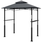 Outsunny Grillpavillon doppelschichtiges Vordach LED-Licht