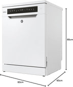 Hoover HF 4C6F0PW Geschirrspüler; 14 Maßgedecke; Freistehend, 60 cm breit; Energieeffizienzklasse C; Smarte Bedienung mit WiFi + Bluetooth-Technologie