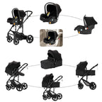 3 in 1 Kombikinderwagen 3 in 1 Reisesysteme Kinderwagen Infant Hochlandschaft Liegender Buggy Kinderwagen Neugeborenen Kinderwagen Faltbarer Standardkinderwagen (906 White)
