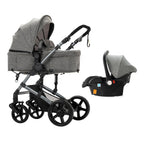 3 in 1 Kombikinderwagen 3 in 1 Reisesysteme Kinderwagen Infant Hochlandschaft Liegender Buggy Kinderwagen Neugeborenen Kinderwagen Faltbarer Standardkinderwagen (906 White)