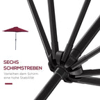 Outsunny Sonnenschirm Kippfunktion Handkurbel Aluminium Rot