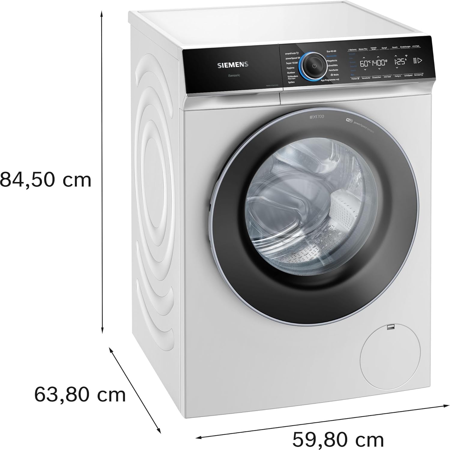 Siemens WM14N223 Waschmaschine iQ300, Frontlader mit 7kg Fassungsvermgen, 1400 UpM, speedPack L, LED-Display,Outdoor-Programm, Wei, 60cm