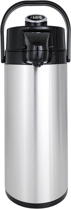Saro Thermo Kaffeemaschine mit Korbfilter und Thermoskanne Industriekaffeemaschine mit Pumpkanne (2,2 Liter, ca. 10 Tassen Kaffee, Brüh- & Warmhaltefunktion), silber