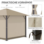 Outsunny Pavillon 3x3 m mit Seitenteilen & Belüftung Khaki