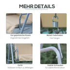 Outsunny Hollywoodschaukel 2-Sitzer mit Sonnendach Becherhalter