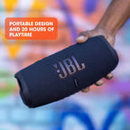 JBL Charge 5 Bluetooth-Lautsprecher in Schwarz – Wasserfeste, portable Boombox mit integrierter Powerbank – Eine Akku-Ladung für bis zu 20 Stunden kabellosen Musikgenuss