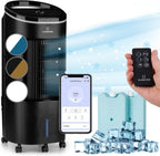 Klarstein Luftkühler mit Wasserkühlung, Leiser 4-in-1 Verdunstungskühler, Luftbefeuchter, Ventilator & Nachtmodus, Mobile Klimageräte Luftkühler 7L, 65W Air Cooler, 330m³/h Kühlender Luftstrom