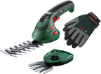 Bosch Akku Grasscheren Set Isio (3,6 Volt, Messerlnge 12 cm, Messerabstand 8 mm, mit XL-Gartenhandschuhen inklusive, in Softcase) – Amazon Edition
