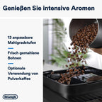 De'Longhi Magnifica Evo ECAM 292.81.B Kaffeevollautomat mit LatteCrema Milchsystem, 7 Direktwahltasten für Cappuccino, Espresso und weitere Kaffeespezialitäten, 2-Tassen-Funktion, Schwarz