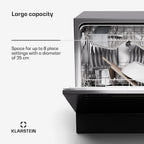Klarstein ia 8 - Spülmaschine, Geschirrspüler, Freistehend, Teilintegriert, F, 55 cm breit, 8 Maßgedecke, 6 Programme, Aquastop, silber