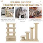 PawHut Katzentreppe 4 Stufen Steighilfe für ältere Tiere