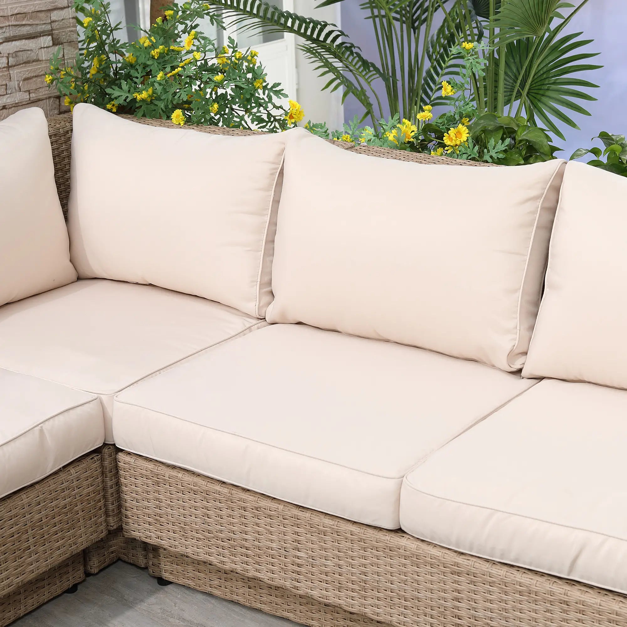 Outsunny Gartenmöbelset 4-teilig wetterfest mit Ablage Polyrattan