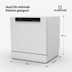 Klarstein ia 8 - Spülmaschine, Geschirrspüler, Freistehend, Teilintegriert, F, 55 cm breit, 8 Maßgedecke, 6 Programme, Aquastop, silber