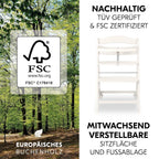 hauck Hochstuhl Beta+ Newborn Set Eco Bouncer - mitwachsender Holz Babyhochstuhl ab Geburt, inkl. Neugeborenenaufsatz, Sitzpolster und Essbrett - Dark Grey