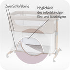 Momi SMART Bed 4-in-1 Kinderbeistellbetten bis 15 kg, Beistellbett für Babys mit Matratze, Höhenverstellbar