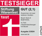 Bosch Staubsauger mit Beutel Serie 8 BGB75X494, Bodenstaubsauger, ideal für Allergiker, Hygiene-Filter, Bodendüse für Parkett, Teppich, Fliesen, langes Kabel, leise, 650 W, blau