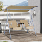 Outsunny Hollywoodschaukel 2-Sitzer mit Sonnendach Becherhalter