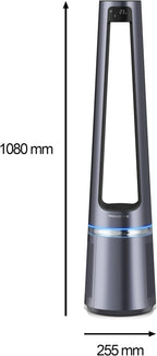 Rowenta QU5062 Eclipse 3in1 Luftreiniger, Heizlüfter, Ventilator, filtert 99,9% der Partikel, für 30 m2 Raumgröße, schnelle Heizung bis zu 35°C, automatischer Tag- und Nachtmodus, Schwarz/Grau