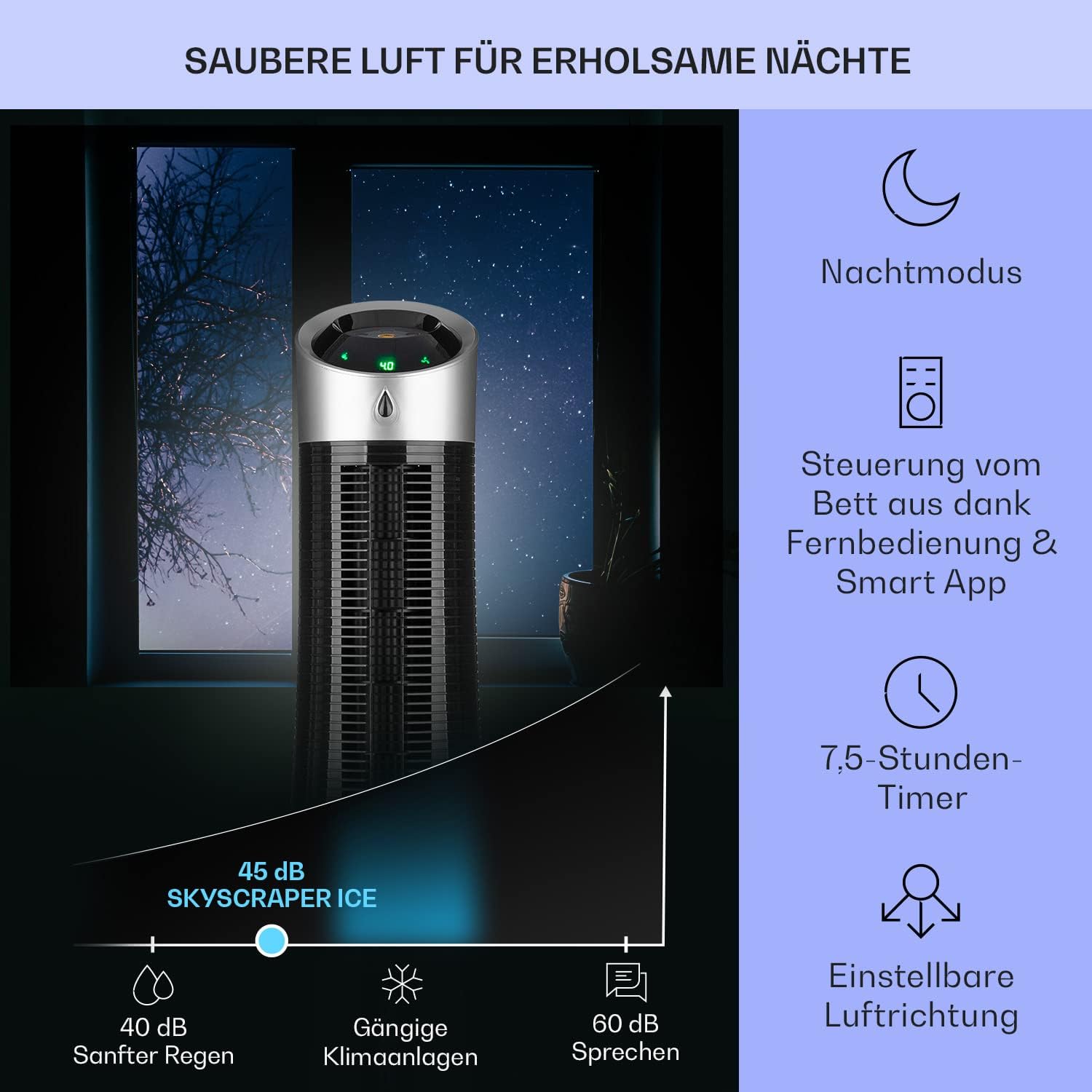 Klarstein 4-in-1: Smart Luftkühler, Ventilator, Luftbefeuchter & Ionisation I 6 L Wassertank, Oszillation, 30 W, 210 m³/h, Timer I Klimagerät ohne Abluftschlauch, Mobiles Klimagerät, Schwarz-Rosegold