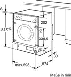 Bosch WIW28443 Serie 8 Einbauwaschmaschine Frontlader, 62 kWh pro 100 Waschzyklen, 1400 UpM, 8 kg, weiß, EcoSilence Drive, SpeedPerfect, VarioTrommel, ActiveWater Plus
